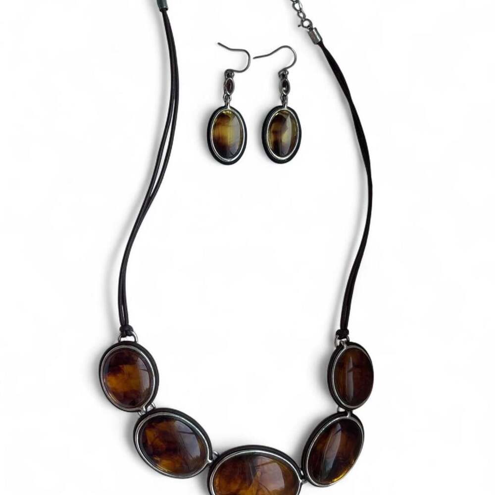 Axcess Tortoise Shell Necklace and Earring Set